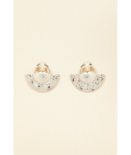 Semicircle brass and stone earrings la livraison gratuite