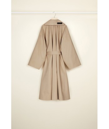 Oversized belted coat in organic gabardine Fin de série