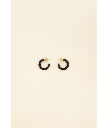 Chain Small Hoop Earrings - Black est présent 