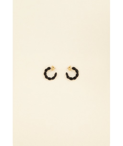 Chain Small Hoop Earrings - Black est présent 