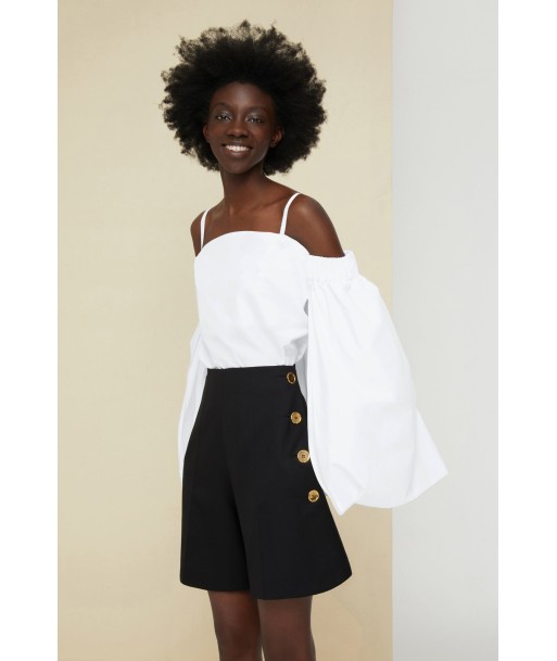 Cold-shoulder cape poplin top meilleur choix