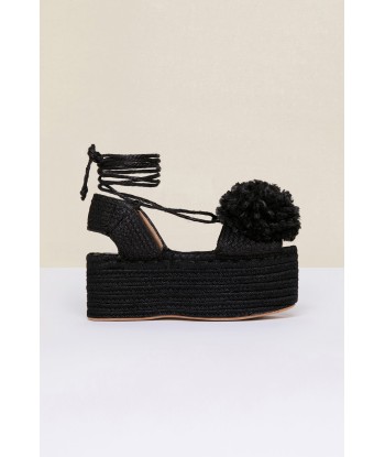 Pompom platform espadrilles brillant des détails fins