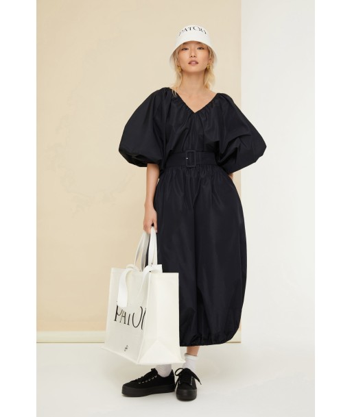 Belted maxi dress in eco-friendly faille pas cher 