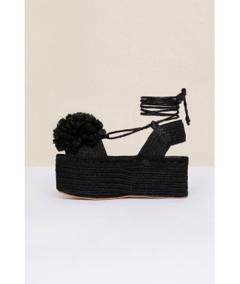 Pompom platform espadrilles brillant des détails fins