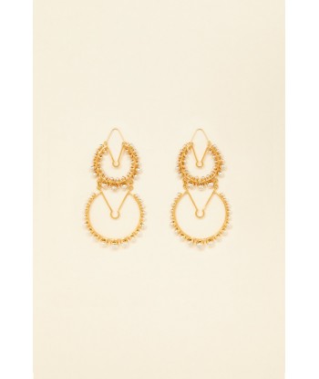 Double brass and pearl hoop earrings acheter