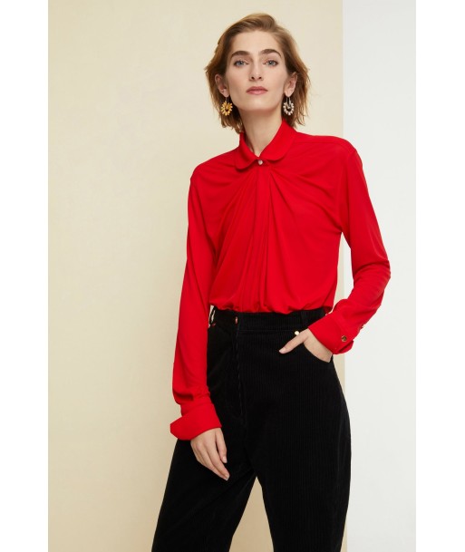 Peter Pan collar jersey blouse s'inspire de l'anatomie humaine