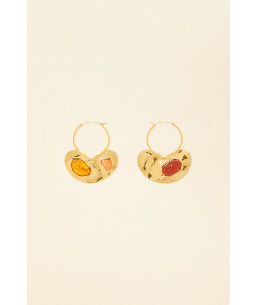 Asymmetrical brass and stone earrings Toutes les collections ici