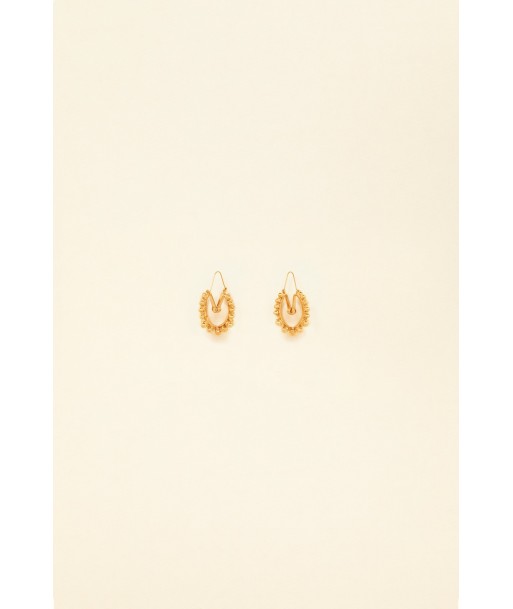 Gold brass and pearl hoop earrings la chaussure