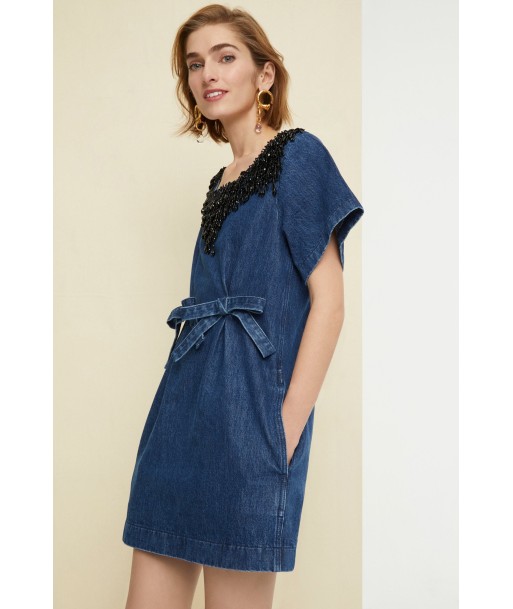 Bow Detail Dress - Indigo Blue Pearls du meilleur 