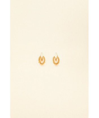 Gold brass and pearl hoop earrings la chaussure