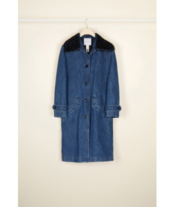 Jewelled collar denim overcoat Economisez 