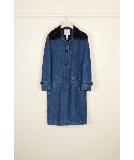 Jewelled collar denim overcoat Economisez 