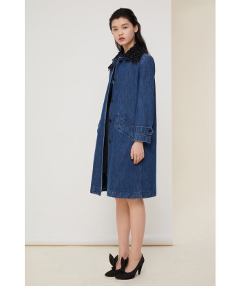 Jewelled collar denim overcoat Economisez 