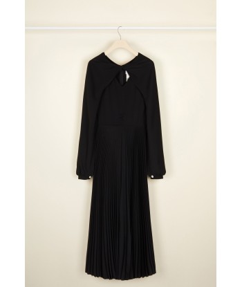 Twisted neckline pleated midi dress l'évolution des habitudes 