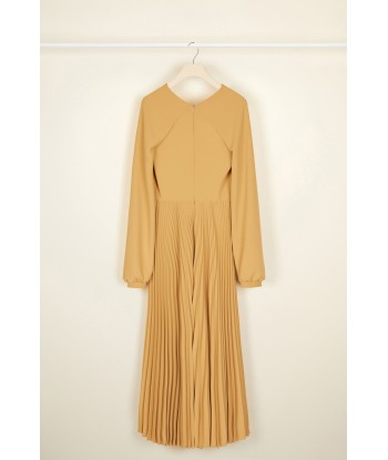 Twisted neckline pleated midi dress basket pas cher